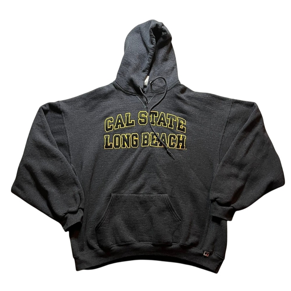 Vintage Russell Athletic Cal State Long Beach Hoodie Heavyweight Grey 3XL